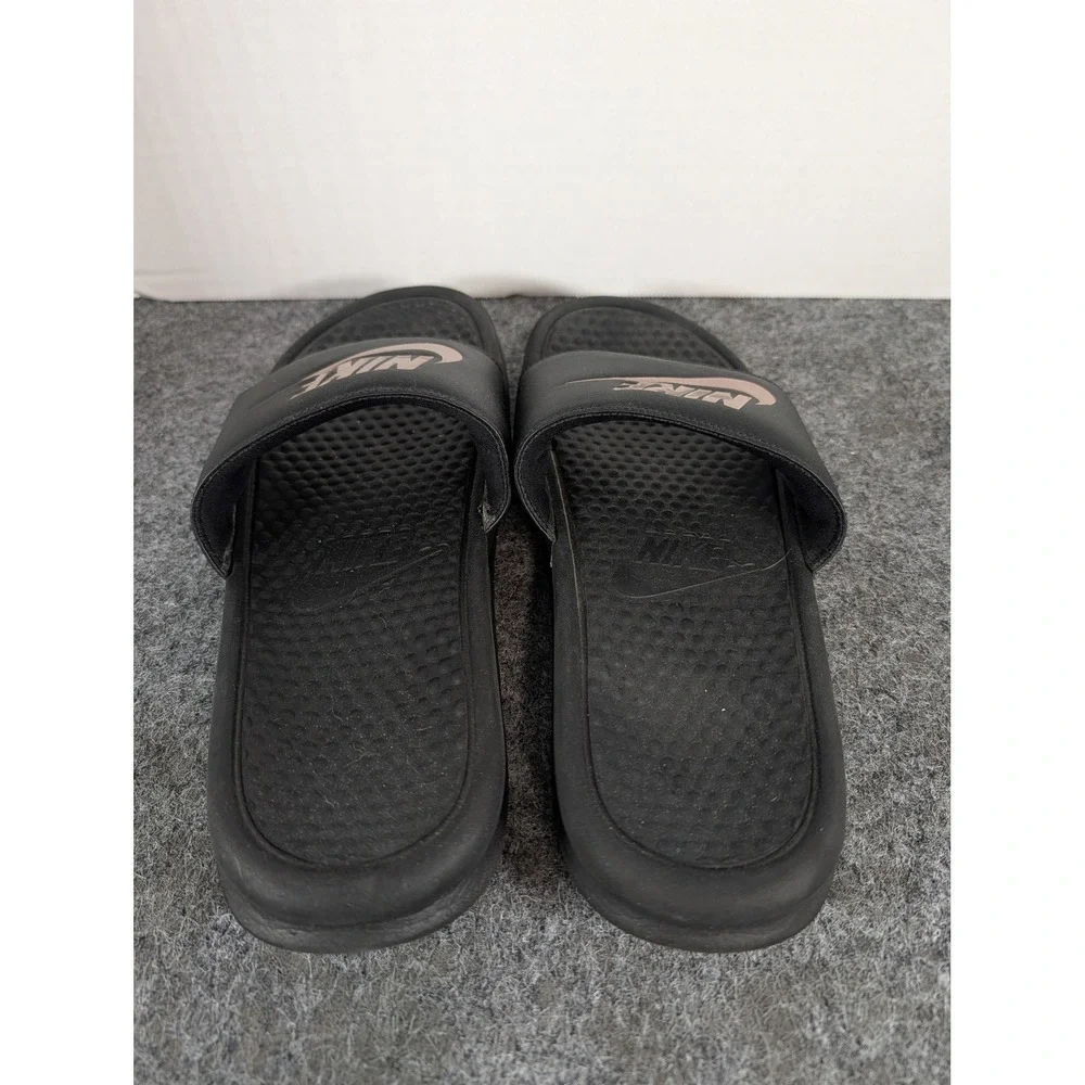 Nike Benassi JDI Black Rose Gold Slides Sandals 343881-007 Womens 9